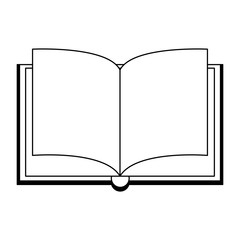 Book open cartoon isolated in black and white