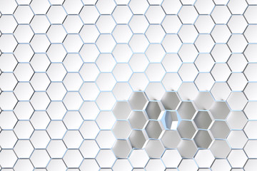 3d rendering, White hexagonal background