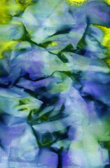 Obraz premium Hand painted abstract spotted green blue textile background