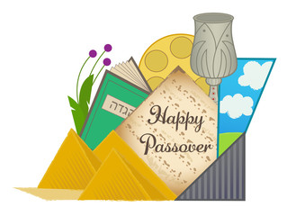 Decorative Happy Passover clip-art with Passover elements. Eps10