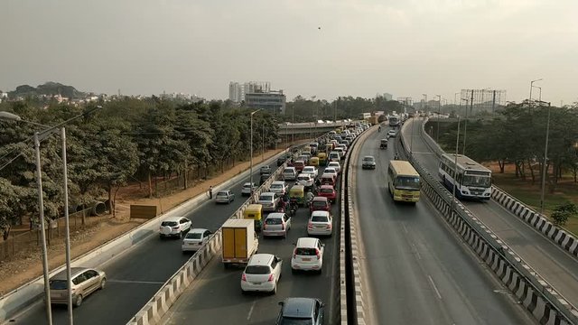 Time lapse traffic movement near Hebbal flyover Bangalore