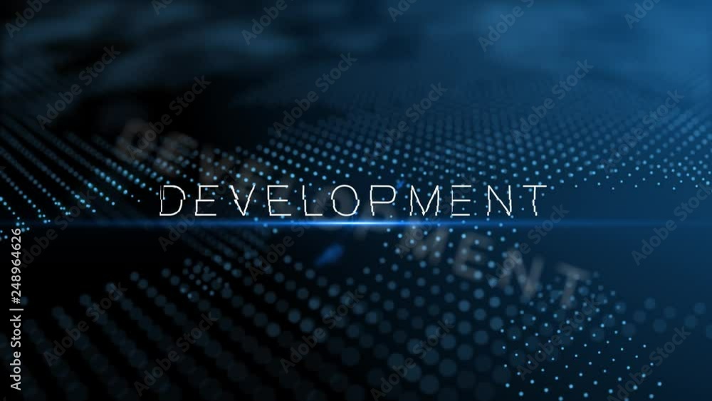 Poster development modern intro 3d animation with lens flare and depth of field focus blur