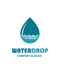 water drop icon with waves isolated on white background