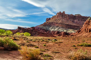 A Ship Of Sandstone Emerges From the Utah Desert Landscape In Capitol Reef National Park