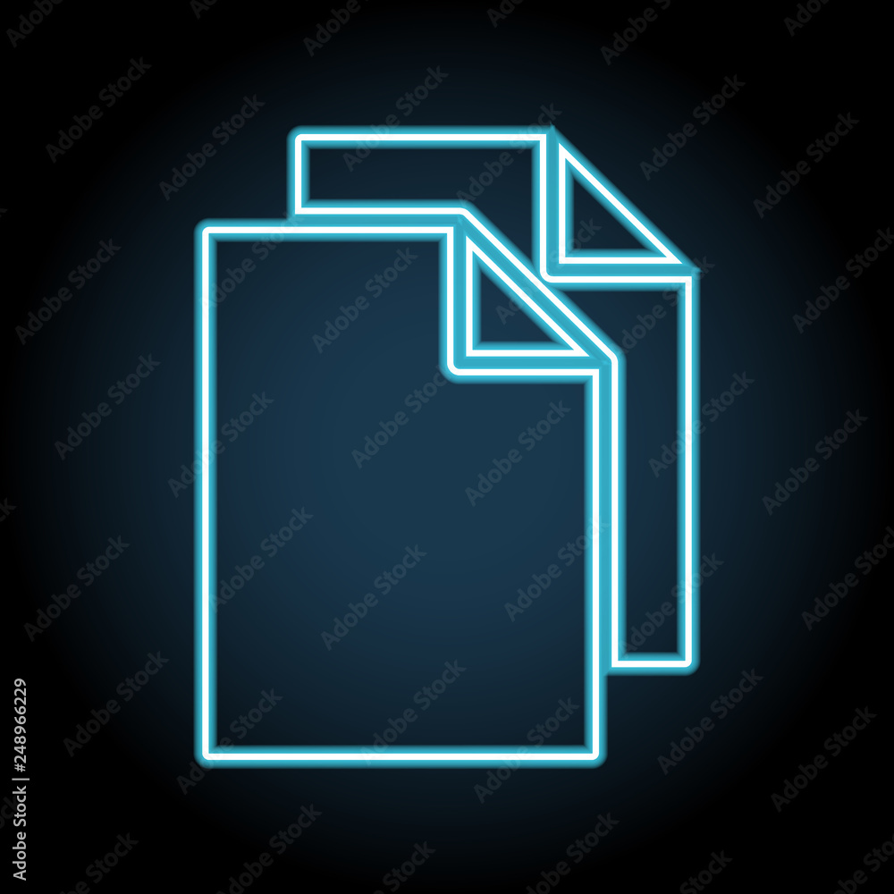 Poster copy files neon icon. simple thin line, outline vector of web, minimalistic icons for ui and ux, web