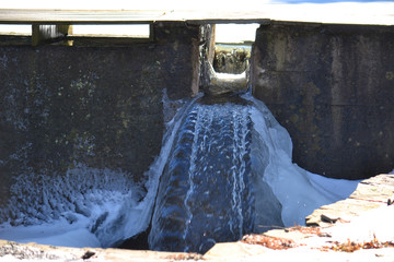 Water over the spillway