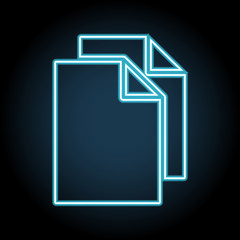 Copy files neon icon. Simple thin line, outline vector of web, minimalistic icons for UI and UX, website or mobile application