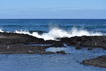 Waves breaking off the shore