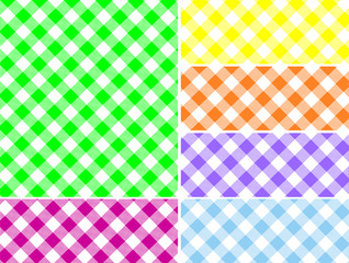 Eps8.  Woven gingham vector swatches in six colors that can be easily changed.  