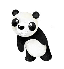 cartoon scene with panda bear on white background - illustration for children