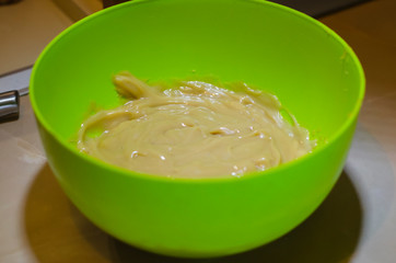 Mixing condensed milk with butter