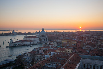 Fototapeta premium Aerial view of Venice at dawn, Italy