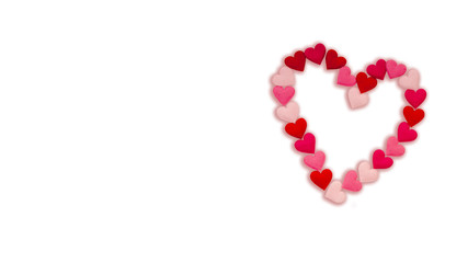 felt hearts card on white background