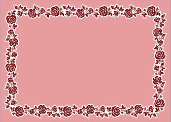 floral frame with roses flowers buds and leaves