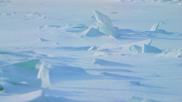 Scenic footage from a frozen Dyer's Bay in Northern Ontario, Canada.