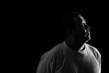 Naklejka premium The fat man feeling sad.