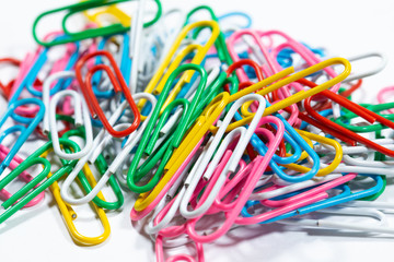 Color office clips. Office background.
