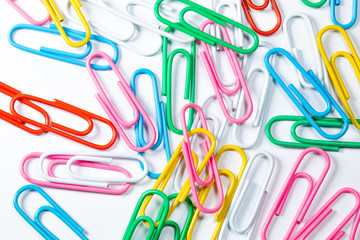 Color office clips. Office background.