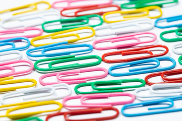 Color office clips. Office background.
