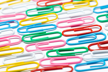 Color office clips. Office background.