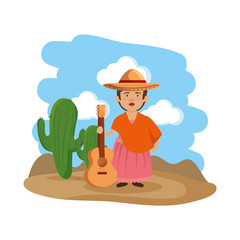 traditional mexican woman with guitar