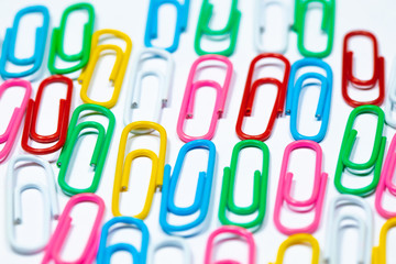 Color office clips. Office background.