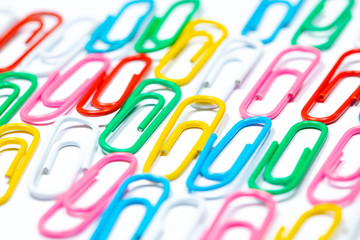 Color office clips. Office background.