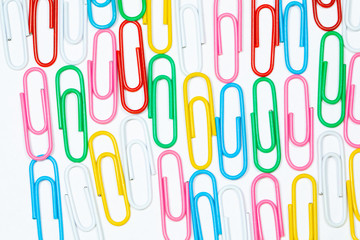 Color office clips. Office background.