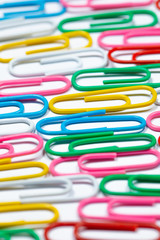 Color office clips. Office background.