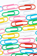 Color office clips. Office background.