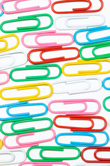 Color office clips. Office background.