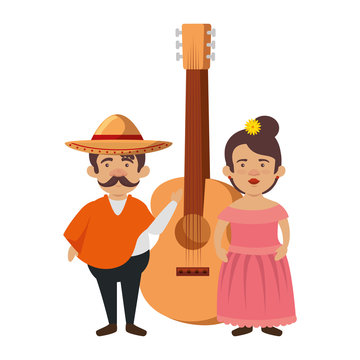 Traditional Mexican Couple With Guitar