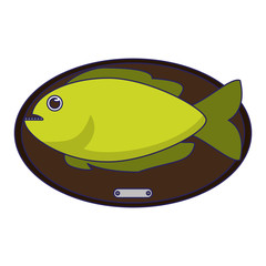 Fish haunted in wooden frame