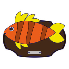 Fish haunted in wooden frame