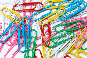 Color office clips. Office background.