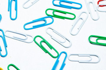 Color office clips. Office background.