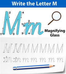 Letter M tracing alphabet worksheets