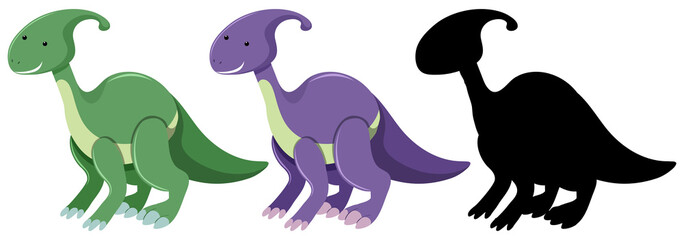 Set of parasaurolophus dinosaur