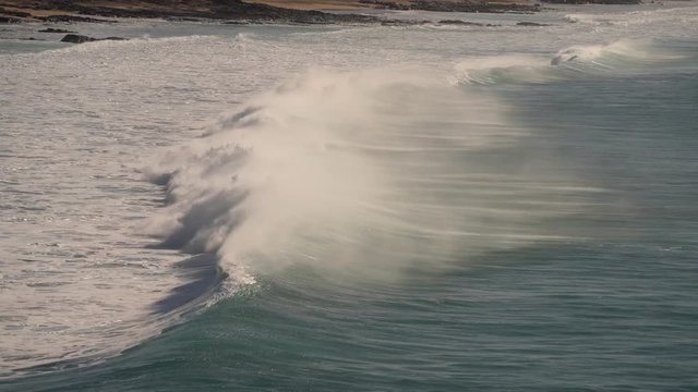 Atlantic Ocean with big waves, El Cotillo, Fuerteventura, Spain