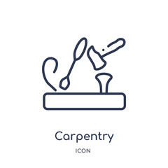 carpentry icon from tools and utensils outline collection. Thin line carpentry icon isolated on white background.