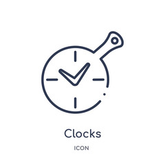 clocks icon from tools and utensils outline collection. Thin line clocks icon isolated on white background.