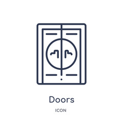 doors icon from tools and utensils outline collection. Thin line doors icon isolated on white background.