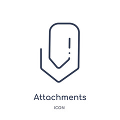 attachments icon from tools and utensils outline collection. Thin line attachments icon isolated on white background.