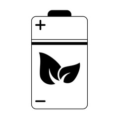 Eco battery symbol isolated in black and white