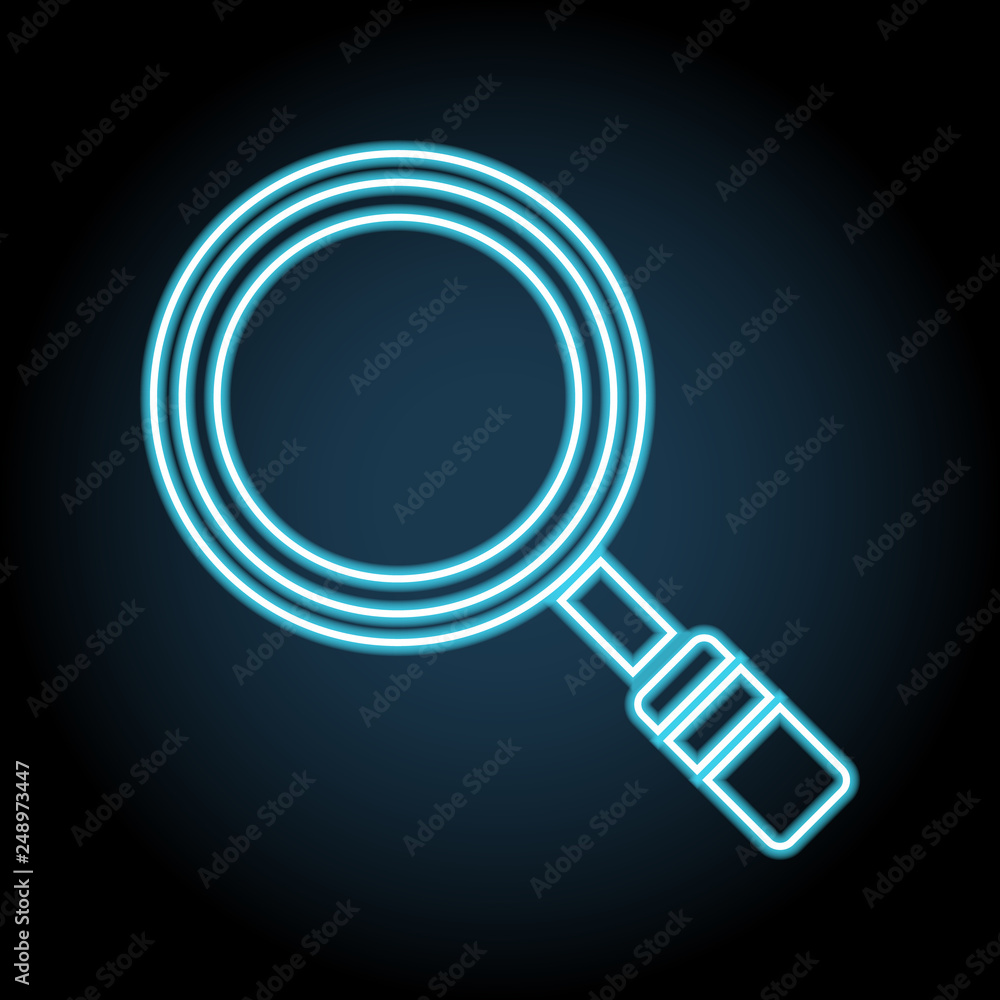 Poster magnifier neon icon. simple thin line, outline vector of web, minimalistic icons for ui and ux, webs