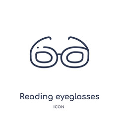 reading eyeglasses icon from tools and utensils outline collection. Thin line reading eyeglasses icon isolated on white background.