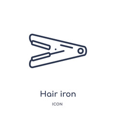 hair iron icon from tools and utensils outline collection. Thin line hair iron icon isolated on white background.