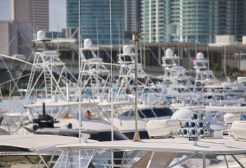 Image of boat horns blurry background