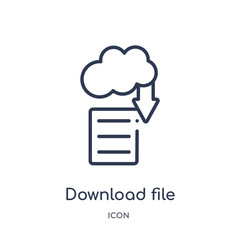 download file from cloud icon from cloud icon from tools and utensils outline collection. Thin line download file from cloud icon isolated on white background.
