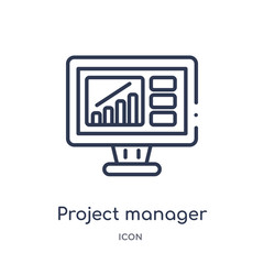 project manager icon from technology outline collection. Thin line project manager icon isolated on white background.